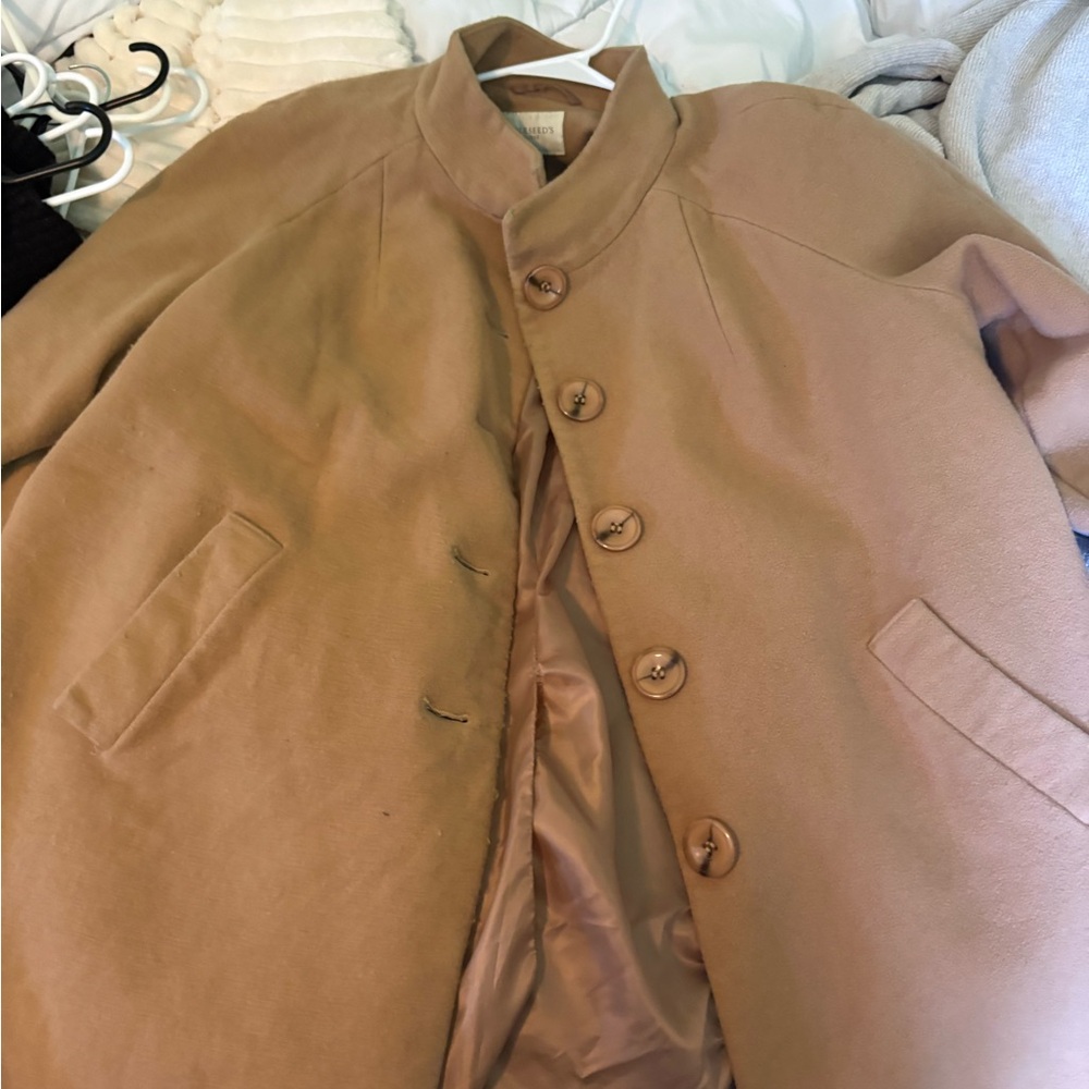 Appleseed's Tan Stand-Collar Button Pea Coat